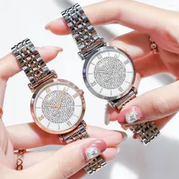 ساعة معصمة Starry Sky Classic Rhinestone Watch Ladies Quartz Luxury Women Watches Fashion Fashion Stains Steel Steelwatch Gift Relogios