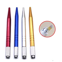 Permanent Makeup Machines 100Pcs Sier Aluminum Alloy Professional Pen 3D Embroidery Manual Tattoo Eyebrow Microblade 4 Colors Drop D Dhlyg