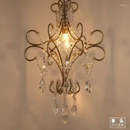 Żyrandole Vintage lampa kuchenna żyrandol LED korytarz kawiarnia oświetlenie wewnętrzne Passway wisząca lampa Mini kryształ