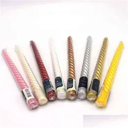 شموع 12pcs/مجموعة عشاء Taper-sporal Twisted Smokeldless Table Ship Wax Drop Ship H1 توصيل حديقة منزلية DHJH2