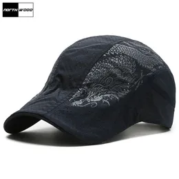 NORTHWOOD Baskerkeps för män Sommar Trucker Hatt Andas Mesh Peaked Kepsar Snapback Justerbar Outdoor Dragon Print Mönster Golf