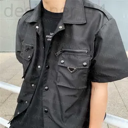 メンズジャケットデザイナー半袖バッジデザイナー男性女性シャツコート夏通気性ジッパーシャツジャケット DCL4
