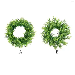 Decorative Flowers Vivid Artificial Wreath Green Leaves Farmhouse Fake Plant For Front Door Decor Indoor Welcome