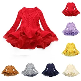 Baby Mädchen Strickpullover Kleider Kinder TUTU Kleid Herbst Winter Dicke Warme Prinzessin Pullover Pullover Dress235G