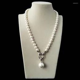 Catene moda all'ingrosso 10 mm collana di perle conchiglia 16 ciondolo 18"