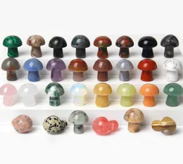 Naturalny kamień rzeźbiony kryształ Mini grzyb uzdrawianie Reiki mineralna statua kryształowa ozdoba Home Decor prezent Mix kolorów9089207