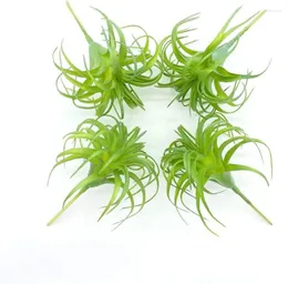 Dekorativa blommor 4-pack konstgjorda växter Faux Air Grass Tillandsia Bromeliader för heminredning Terrariumprojekt grönska