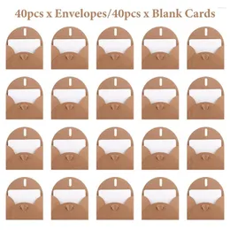 Gift Wrap 40pcs Invitation DIY Vintage Thank-you Note With 40 Cards Birthday Baby Shower Brown Paper Envelope Heart Closure Greeting