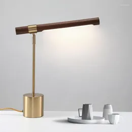 Lampy stołowe Nordic Wood Grain Led Light postmodernistyczne proste kute lampka nocna do sypialni gabinet El biurko do czytania