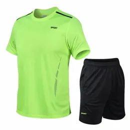 Mens Trailtsits Running Sets Erkekler Yaz Spor Takımları Spor Giyim Spor Giyim Gym Fitness Egzersiz Eğitimi 230707