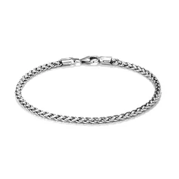Bracciali a catena in corda da 3 mm in argento sterling S925 per cavigliera a catena a maglia intrecciata in acciaio inossidabile da donna
