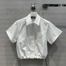 Женские блузкие рубашки дизайнерский дизайнер с коротким рукавом роскошные рубашка девочки Girdling Женская летняя белая вышива