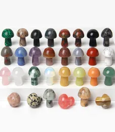 Naturalny kamień rzeźbiony kryształ Mini grzyb uzdrawianie Reiki mineralna statua kryształowa ozdoba Home Decor prezent Mix kolorów4853340