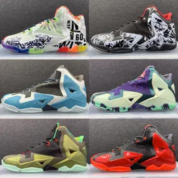Lebron 11 What The Mens Basketball Shoes James Lebrons XI 11s sneakers Multi Color ASG Glow Green BHM Graffiti Black Red Breed Miami Sports Sneakers