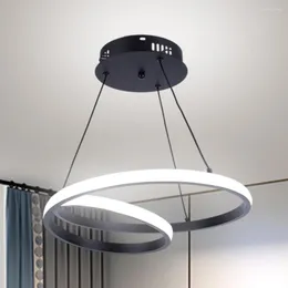 Lâmpadas pendentes Lâmpada moderna Anéis de led Círculo Lustre de teto suspenso Luzes protegem os olhos Fixação de metal Iluminação interna