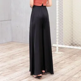 Capris uhytgf Spring Summer Chiffon Wide Leg Pants تظهر نساء رفيعة عالية الخصر فضفاض حجم كبير متعدد الاستخدامات تنورة رقيقة من النساء