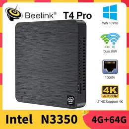 Мини-ПК T4 Pro, процессор Intel Apollo Lake N3350, Windows 10, 4K, 4 ГБ, 64 ГБ, BT4.0, 1000 м, переменный ток, Wi-Fi, мини-компьютер