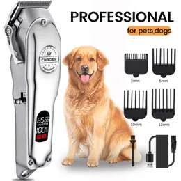 Máquina de cortar cabelo profissional para cães, todo em metal, recarregável, para animais de estimação, barbeador, máquina de corte, corte de cabelo para cães, corte de cabelo baixo ruído 230707