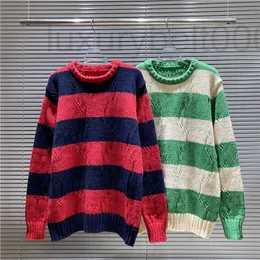 남자 스웨터 디자이너 2023 남자 까마귀 스웨터 더블 레터 구멍이 hollow 자카드 스트라이프 스 플라이 싱 파리 여성 레드 블루 흰색 녹색 s-2xl rggl