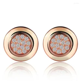 Stud Earrings Fashion Circle For Women Romantic Jewelry Elegant Silver/ Rose Gold Color Cubic Zirconia Stone Men Earring