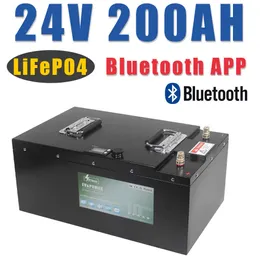 24V 200AH LIFEPO4 Bluetooth BMS Pil LCD RV Tekne Güneş Pil Enerji Depolama