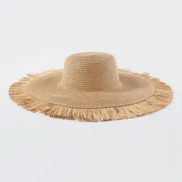 Breite Krempe Hüte Mode Boho Sommer Outdoor Sonnenhut mit Freizeit Urlaub Weben Strand Stroh