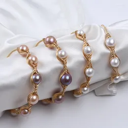 Braccialetto di moda vera perla d'acqua dolce per le donne gioielli di perle naturali a bocca aperta