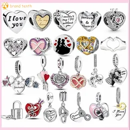 925 Sterling Silber für Pandora Charms Authentic Perle Love Lock Infinity Forever Heart Paar Charme Set Anhänger