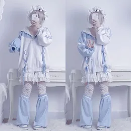 Dress 90s Haruku Kawaii Pullover Fairycore Bandage Sweatshirt Y2k Aesthetics Grunge Hoodies Women Egirl Goth Streetwear Moletom Top