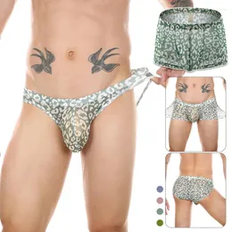 Unterhosen Herren Sexy Slips Leopard Bulge Pouch T-Back Shorts Unterwäsche Mesh Durchsichtige Herren Glatte Badehose Bademode Strandbekleidung