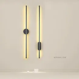 Candeeiro de parede Lâmpadas LED pretas para Corredor Corredor Interior Long Strip Lights Arandela Quarto Sala de Estar Iluminação Interior