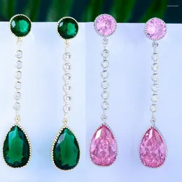 Dangle Earrings Missvikki Luxury Trendy Long Drop Pendant Gorgeous Cubic Zirconia Women Wedding Big Bijoux High Quality