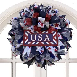 Decorative Flowers American Flag Wreath Door With For Independence Day Memorial Decorations Garden El Front