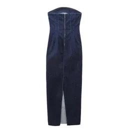 Vestido novo denim vestido chique elástico tubo superior vestidos apertados mulheres 2023 nova moda verão festa rua coringa roupas jovens