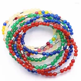 Charm Bracelets Charms Women Multi-layer Beads Bracelet Natural Stone Jades Faceted 4mm Retro Punk Casual Bangle Jewelry 14inch A710