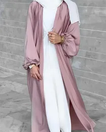 Abiti estivi Abaya in raso musulmano Abito da donna Elegante abito lungo modesto Hijab Kimono Islam Turchia Dubai Eid Ramadan Abito caftano Cardigan