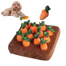 Djur Dog Toys Snuffle Mat för husdjur Plush Morot Toy Mat Innovativ Plush Vegetabiliska fält Pull Radish Plush Morot Dog Interactive Toys