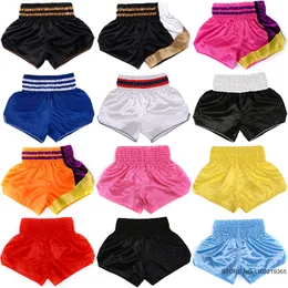 Herren Shorts Kurz Muay Thai Satin Polyester Blank Boxshorts Damen Herren Kinder MMA Kleidung Kickboxen Grappling Kampfshorts Custom 230707