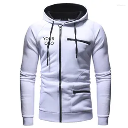 Men's Hoodies Custom Logo Fashion Casual Plush Sweater Zipper Hoodie Autumn And Winter Concise Loose Coat Long Sleeve Solid Clothing