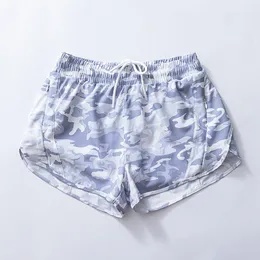 Ll calças de roupa falsa de duas peças malha de camuflagem leopard running forncing ioga casual secagem rápida shorts de ioga feminina