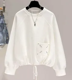 تصميم جيب pullovers نساء بيضاء القمصان شباط الطردة طويلة الأكمام طويلة الربيع الاتجاه الخريف pullover الأزياء قميص فضفاضة