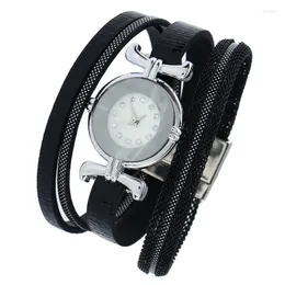 Orologi da polso Gnova Cinturino in maglia di platino Orologio da donna Orologio da polso al quarzo moda in pelle PU Quadrante stile giapponese argentato Reloj A851