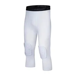 Shorts de basquete esportes anti-evitamento segurança masculino fitness 3/4 leggings com joelheiras calças de compressão à prova de joelho