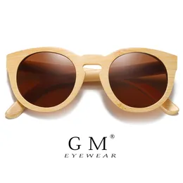 GM Natural Bamboo Sunglasses 여성 편광 UV400 브랜드 디자이너 클래식 태양 안경 남성 빈티지 나무 선글라스 S824