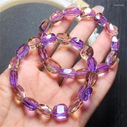 Bracciale Bracciale a forma libera con ametista sfaccettata naturale Braccialetti di cristallo Perline tonde Stretch Healing Gemstone Regalo di compleanno 1PCS