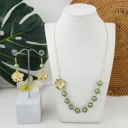 Necklace Earrings Set Dainty Hawaiian Pearl Plumeria Floral Earring Two Pieces Bridal Flower Bridesmaids