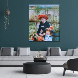 Two Sisters on The Terrace Pierre Auguste Renoir Paintings Reproduction Hand Painted Canvas Art Landscape Artwork for Wall Decor