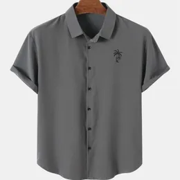 드레스 캐주얼 소셜 대형 대형 짧은 슬리브 셔츠 남성용 남성 의상 2023 남편 남성 슬림 핏 단색 Camisa