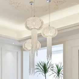 Ljuskronor Modern klarkristall ljuskrona manetformad dekorativ belysning för vardagsrummet Island LED-lampa