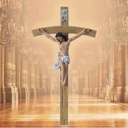 ペンダントネックレス Cottvo十字架イエス壁クロスカトリックキリストに釘付けINRI樹脂クリスチャンホームハンギング装飾コレクション